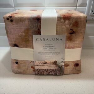 Casaluna Linen Blend Duvet Cover Set - Blush with Brown Floral